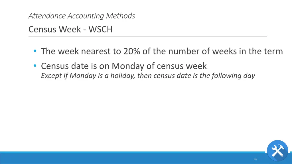 attendance accounting methods census week wsch