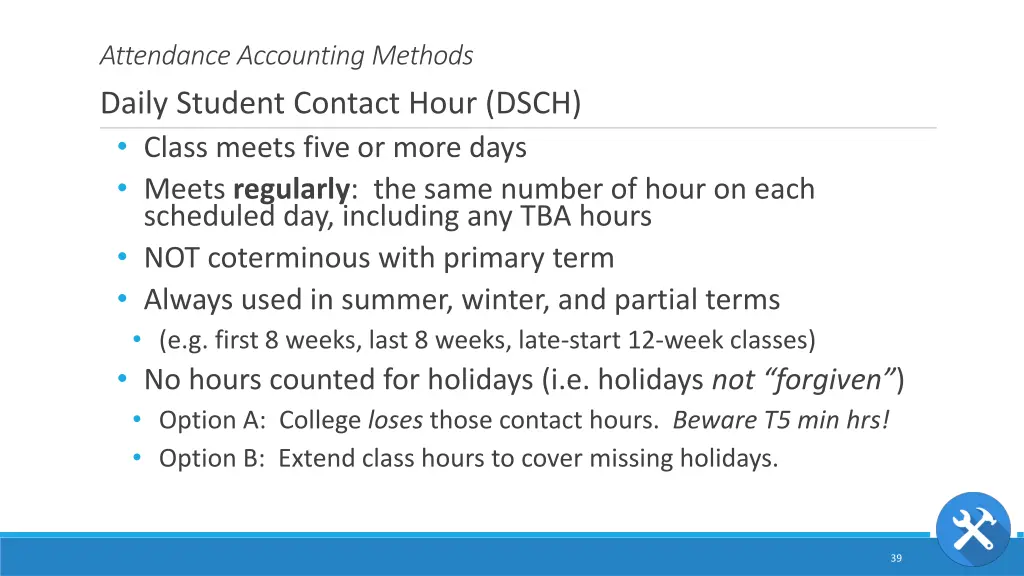 attendance accounting methods daily student