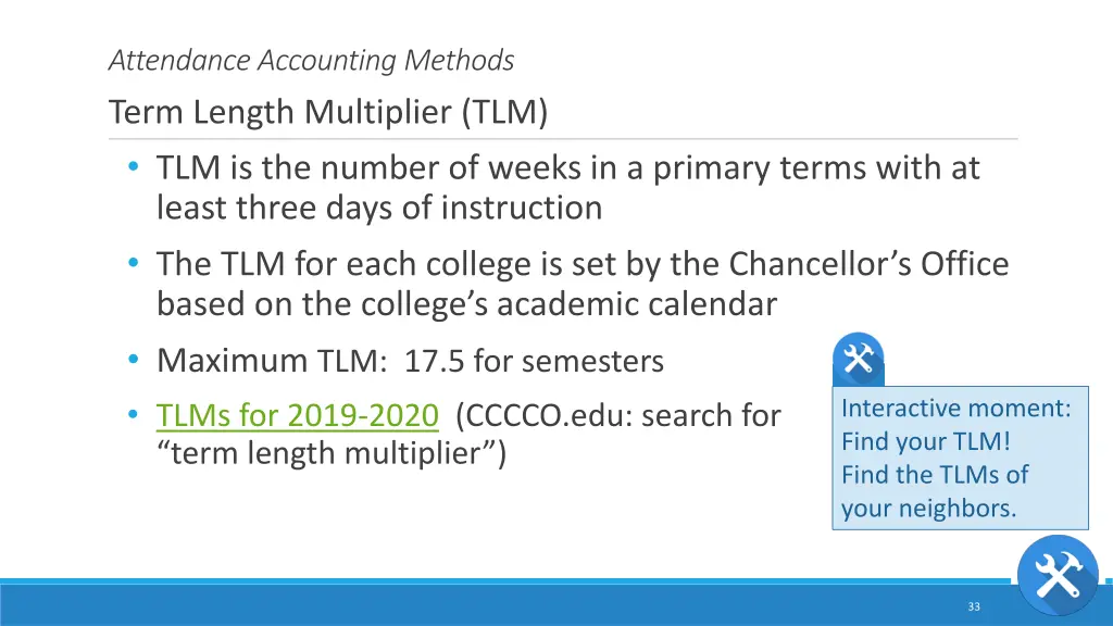 attendance accounting methods term length