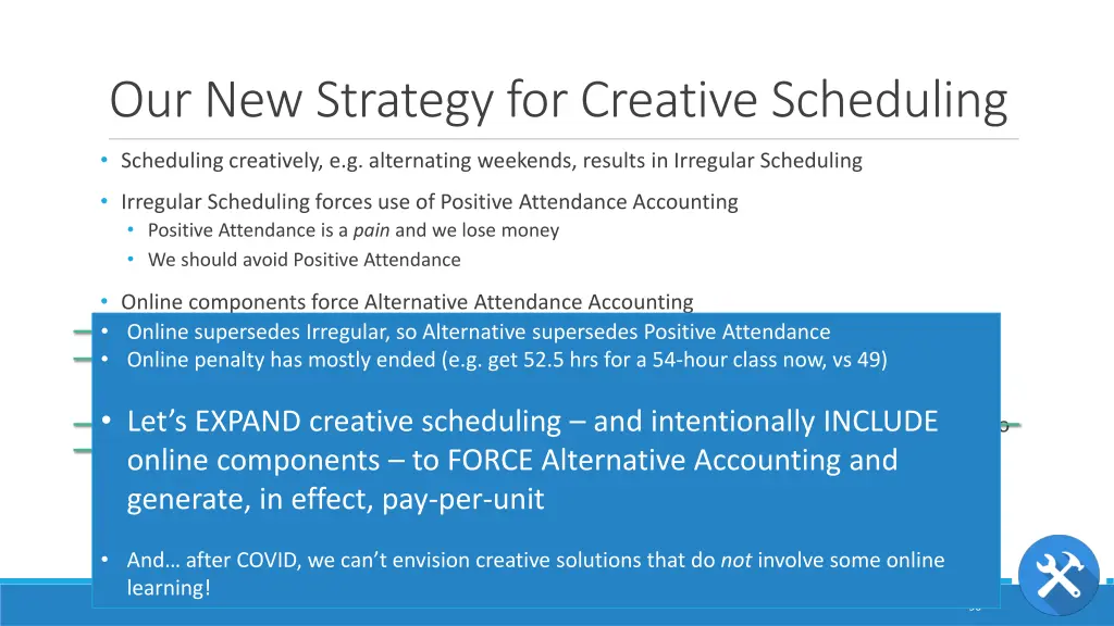 our new strategy for creative scheduling