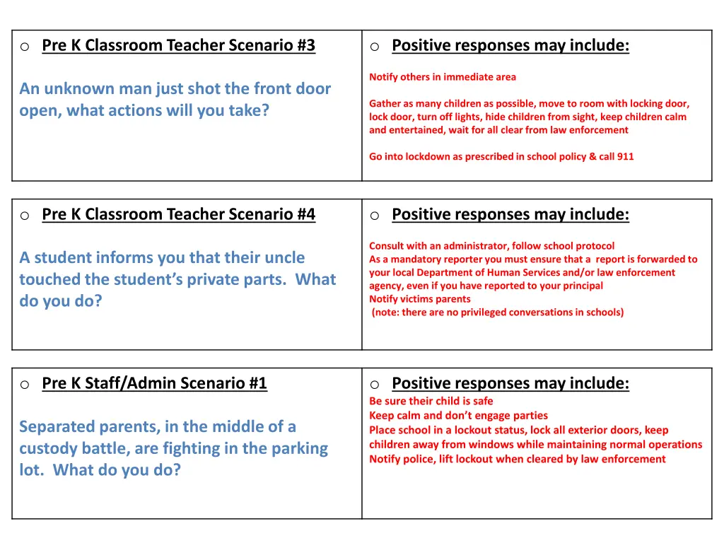 o pre k classroom teacher scenario 3