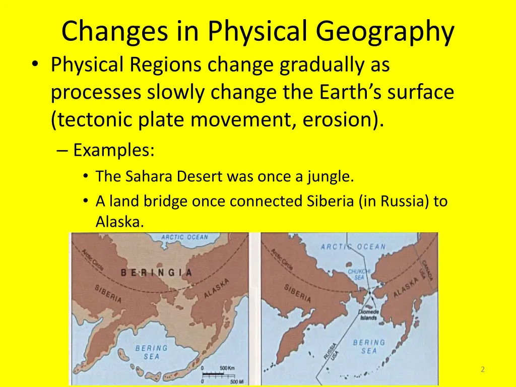changes in physical geography physical regions