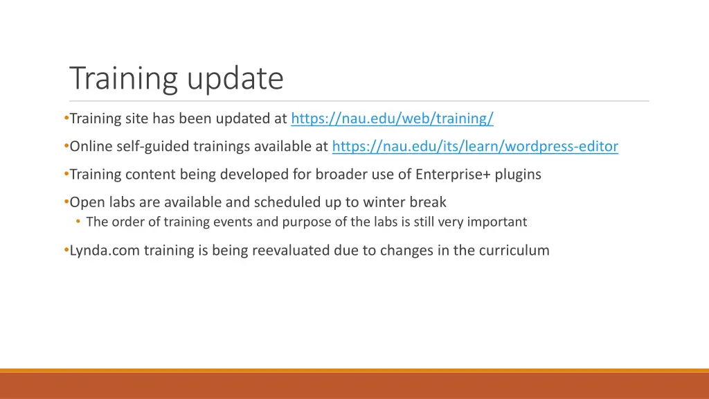 training update