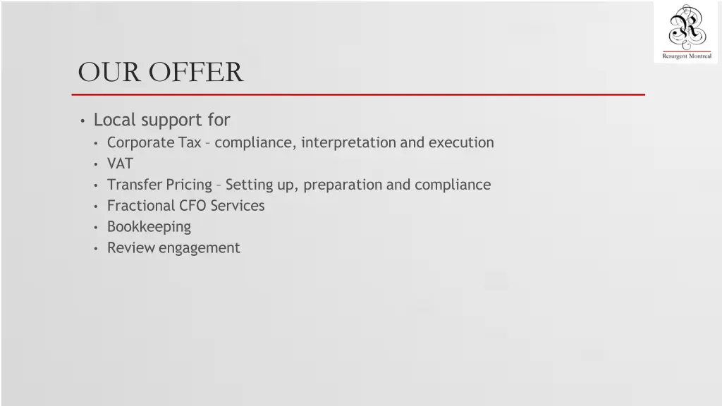 our offer