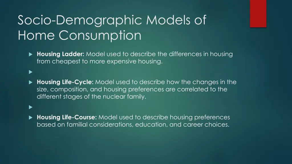socio demographic models of home consumption