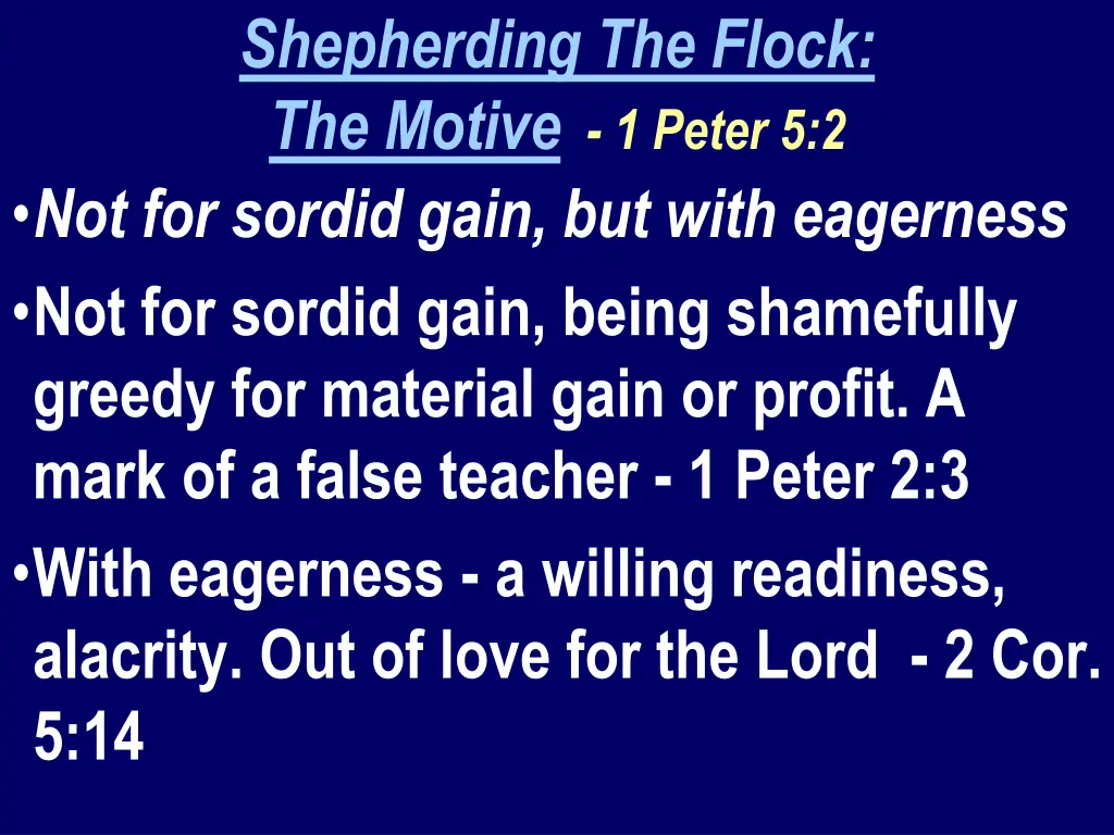 shepherding the flock the motive 1 peter