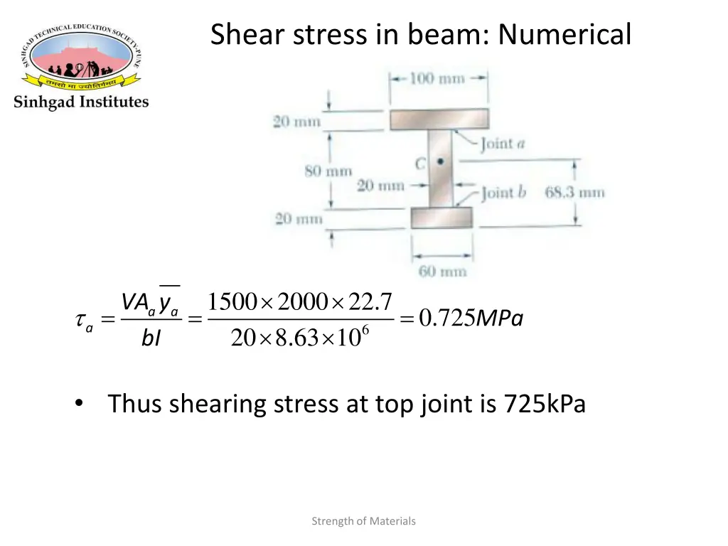 shear stress in beam numerical 3