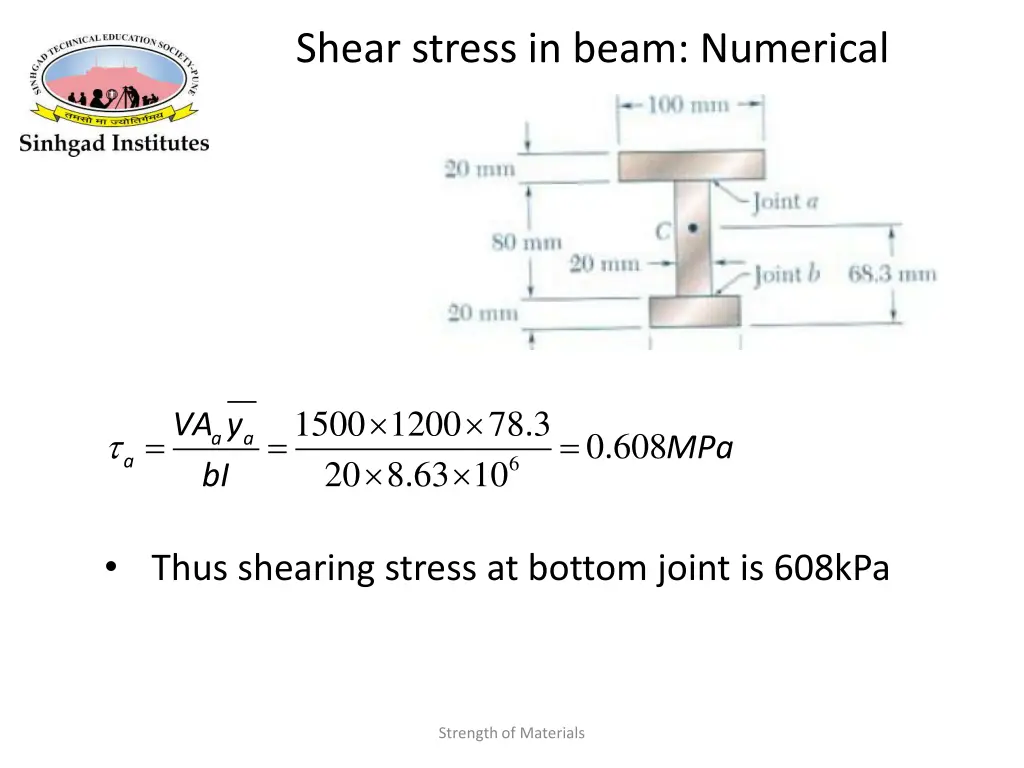 shear stress in beam numerical 5