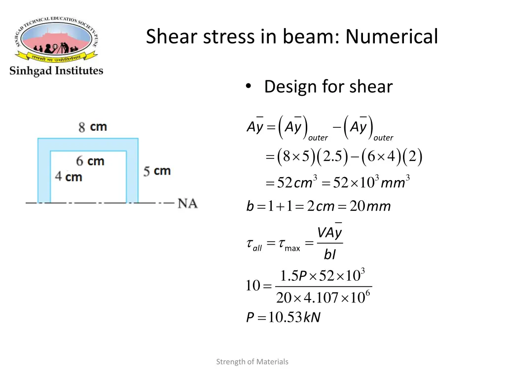 shear stress in beam numerical 8