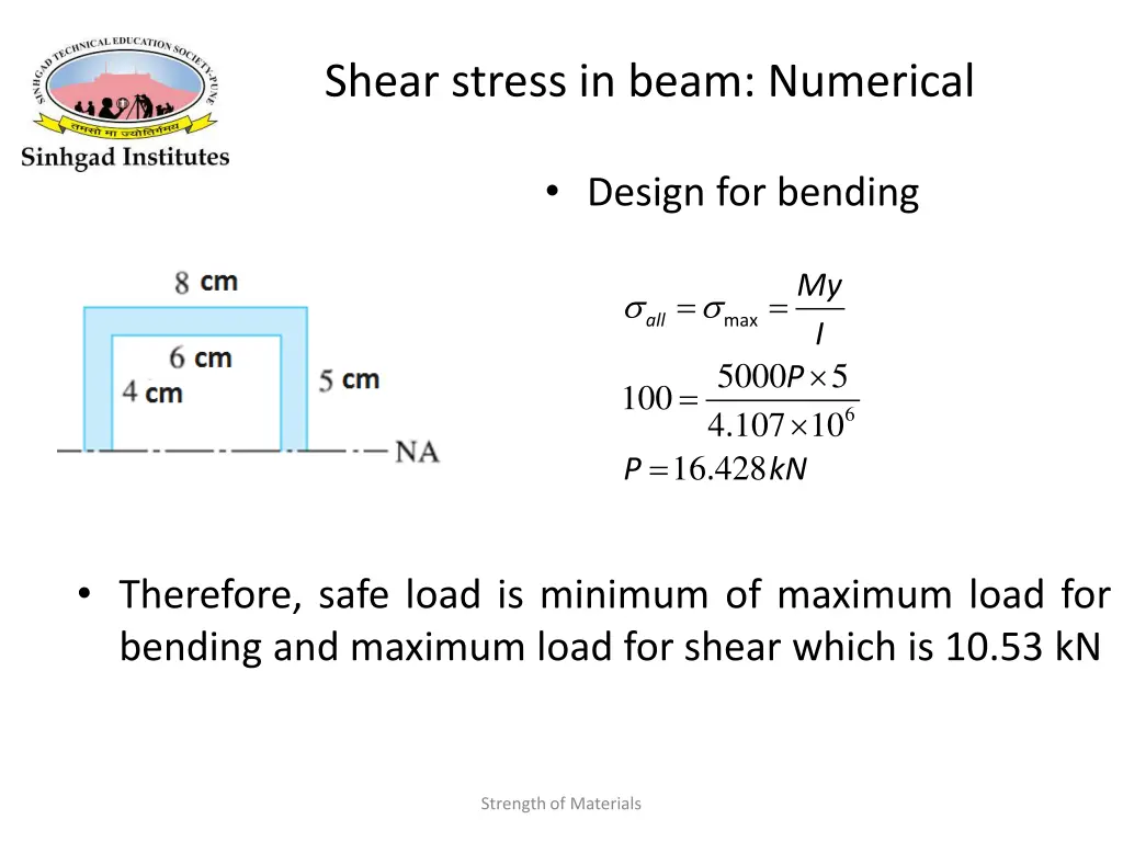 shear stress in beam numerical 9