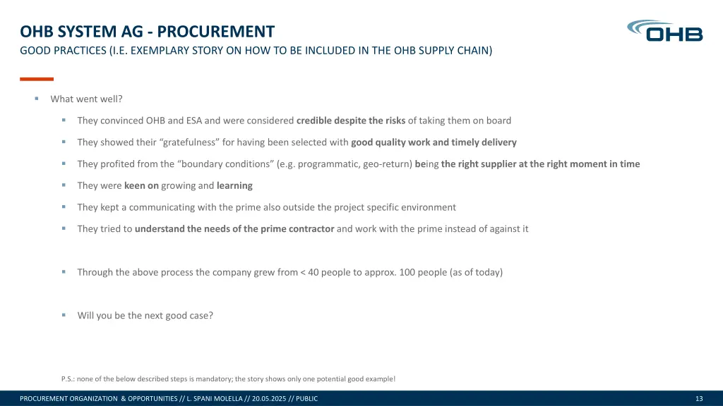ohb system ag procurement good practices 2