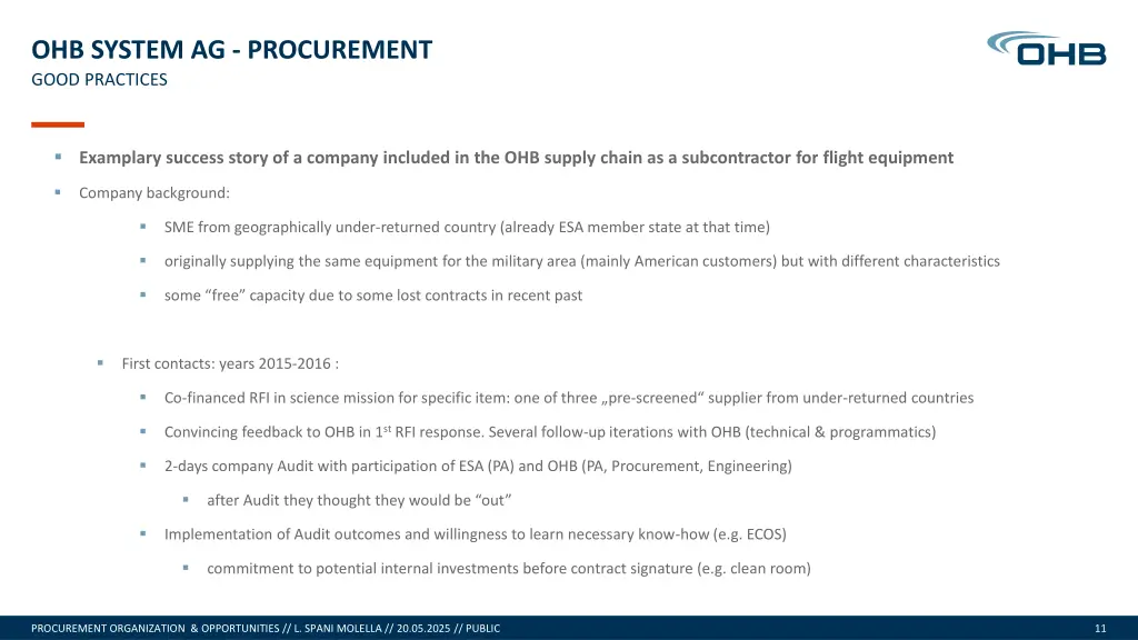 ohb system ag procurement good practices