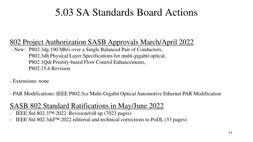 5 03 sa standards board actions