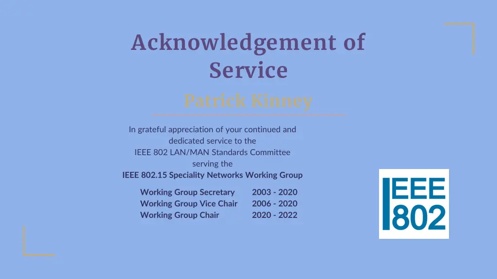 acknowledgement of service patrick kinney