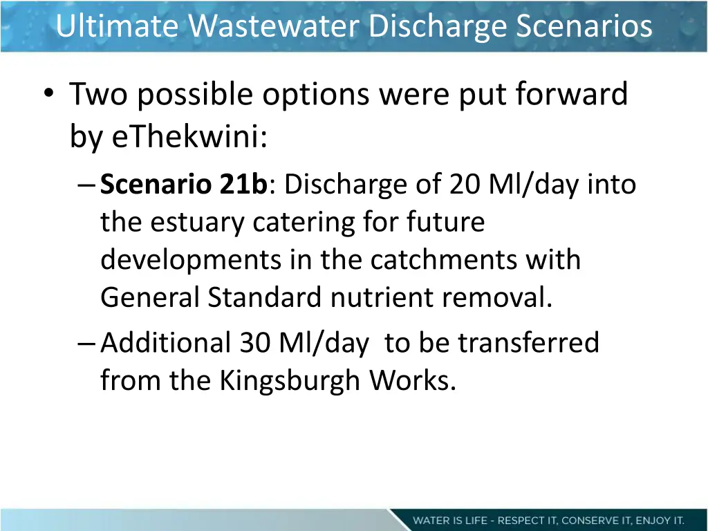 ultimate wastewater discharge scenarios