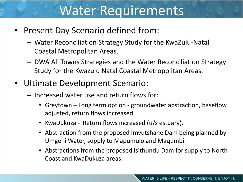 water requirements