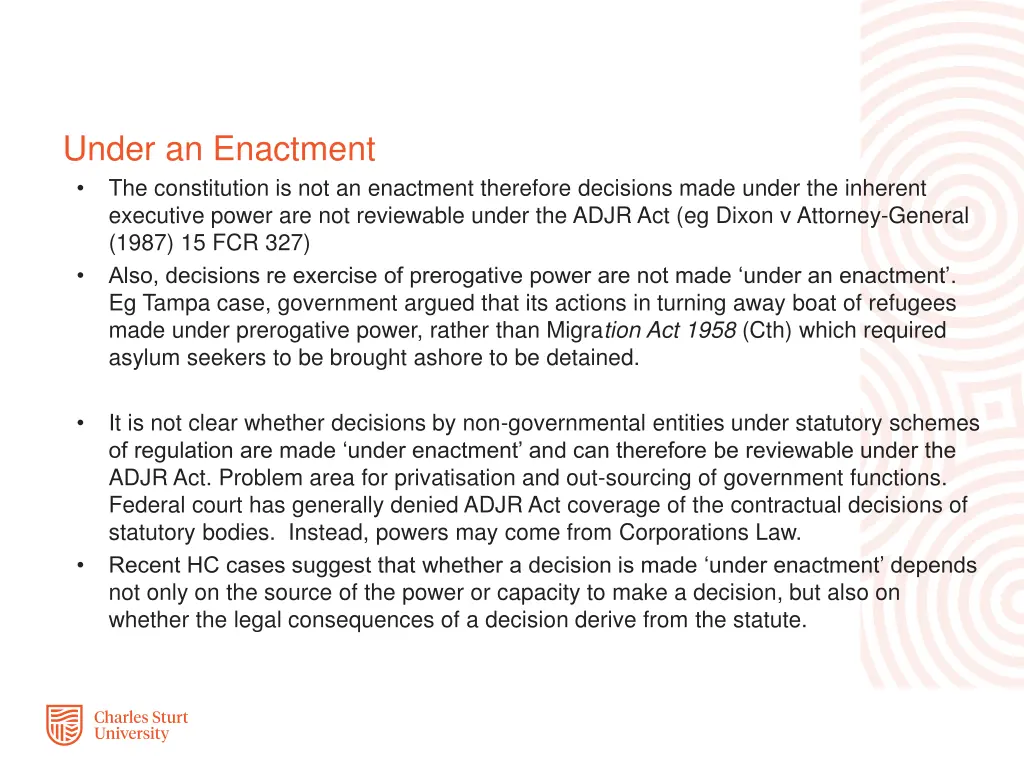 under an enactment the constitution