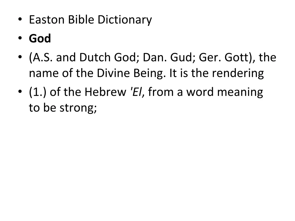 easton bible dictionary god a s and dutch