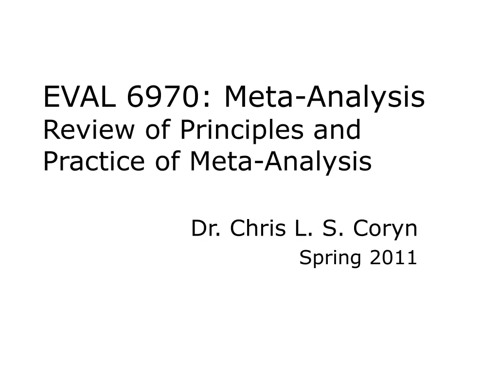 eval 6970 meta analysis review of principles