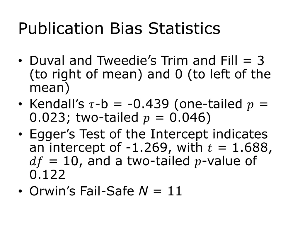 publication bias statistics