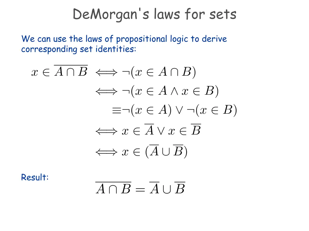 demorgan s laws for sets