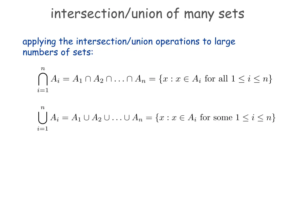 intersection union of many sets