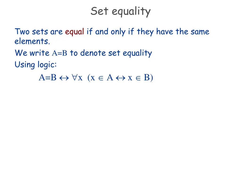 set equality