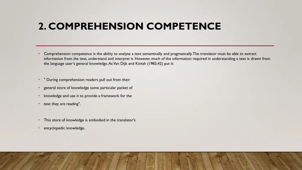 2 comprehension competence