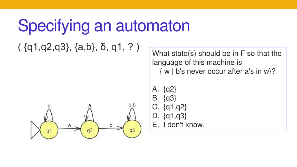 specifying an automaton 1
