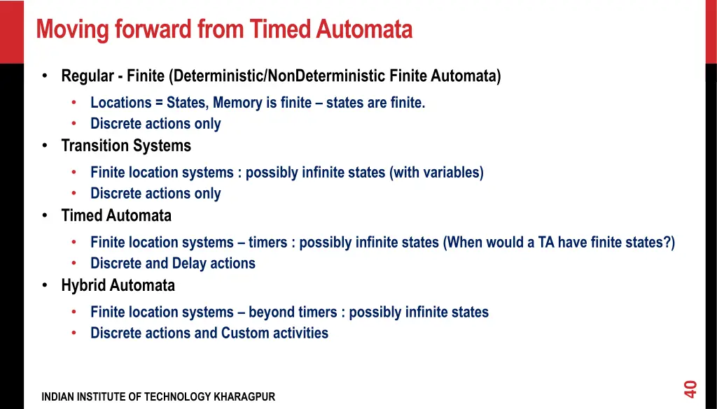 moving forward from timed automata