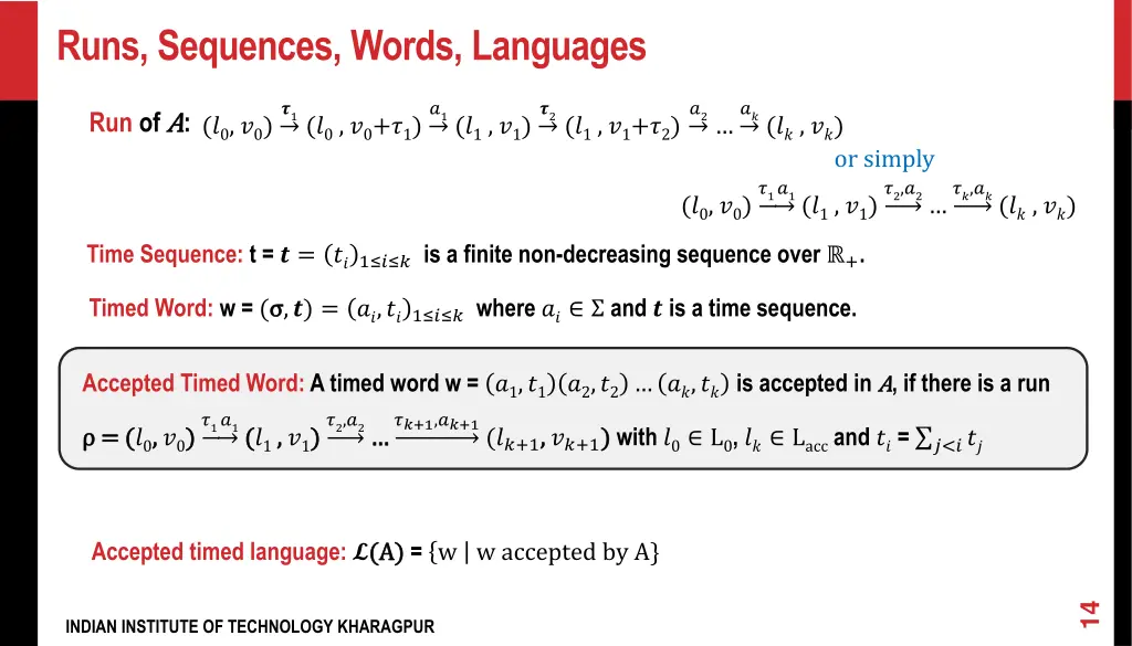 runs sequences words languages
