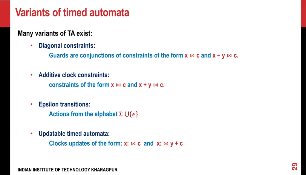 variants of timed automata