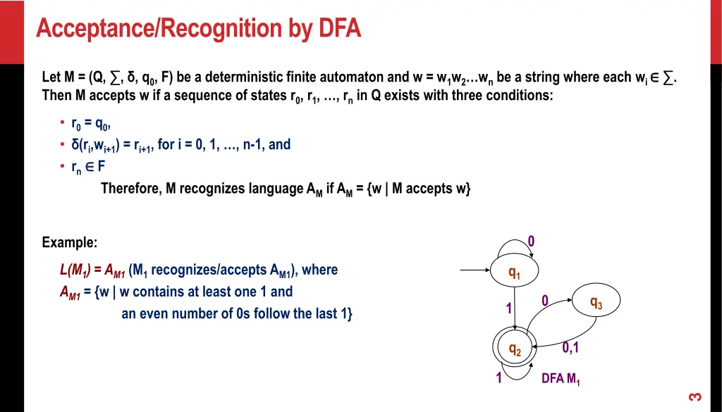 acceptance recognition by dfa