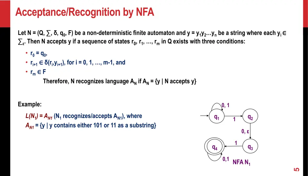 acceptance recognition by nfa