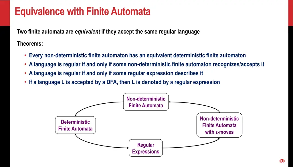 equivalence with finite automata
