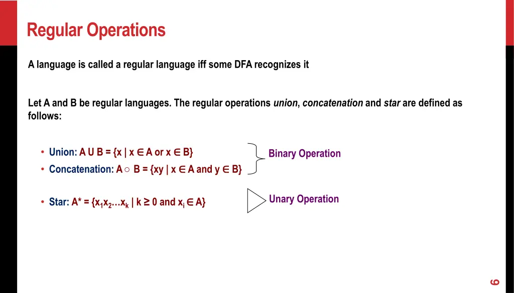 regular operations