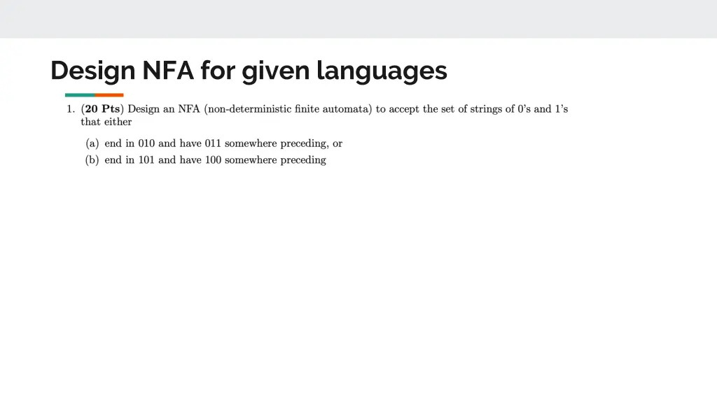 design nfa for given languages 1