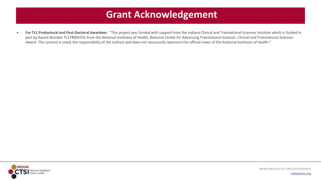 grant acknowledgement