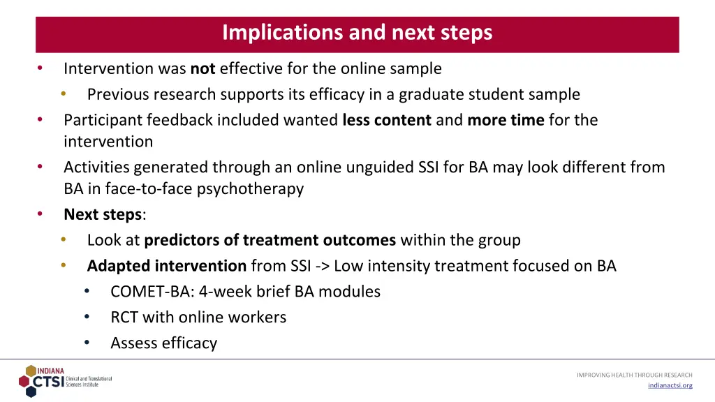 implications and next steps