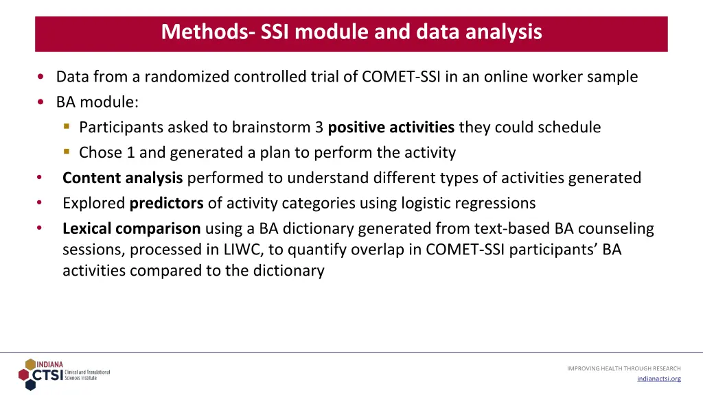 methods ssi module and data analysis