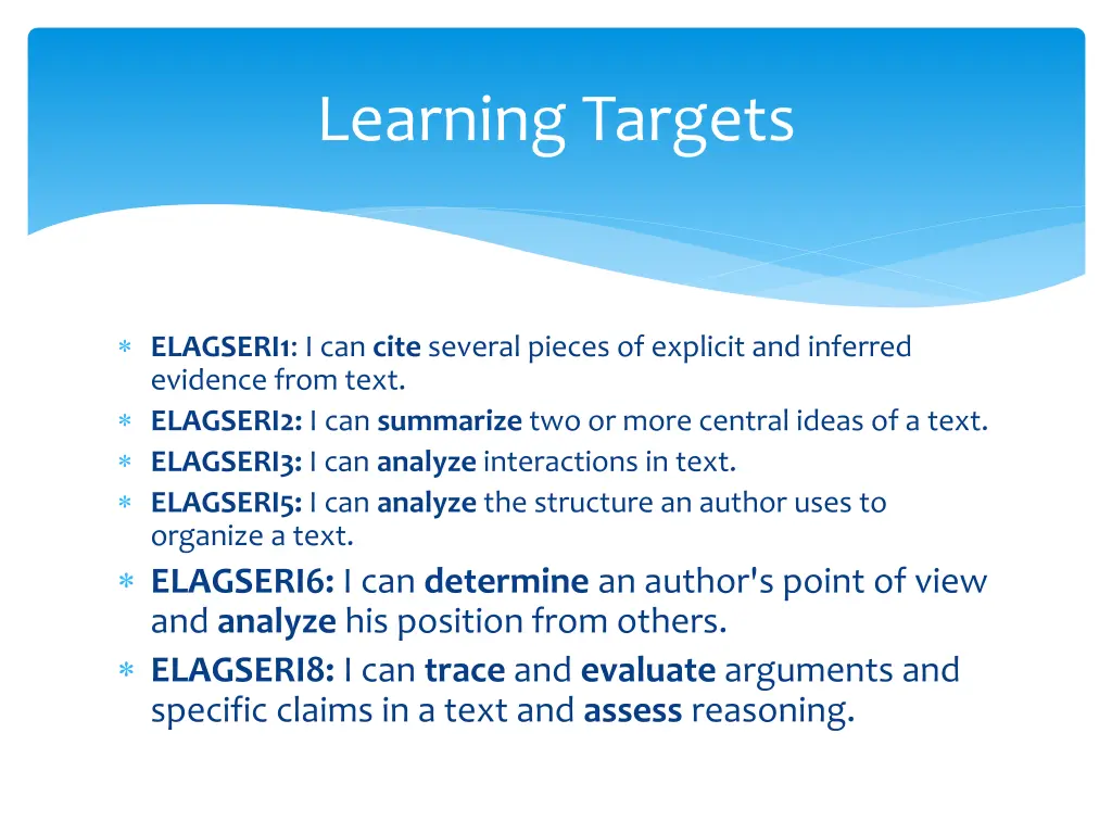 learning targets