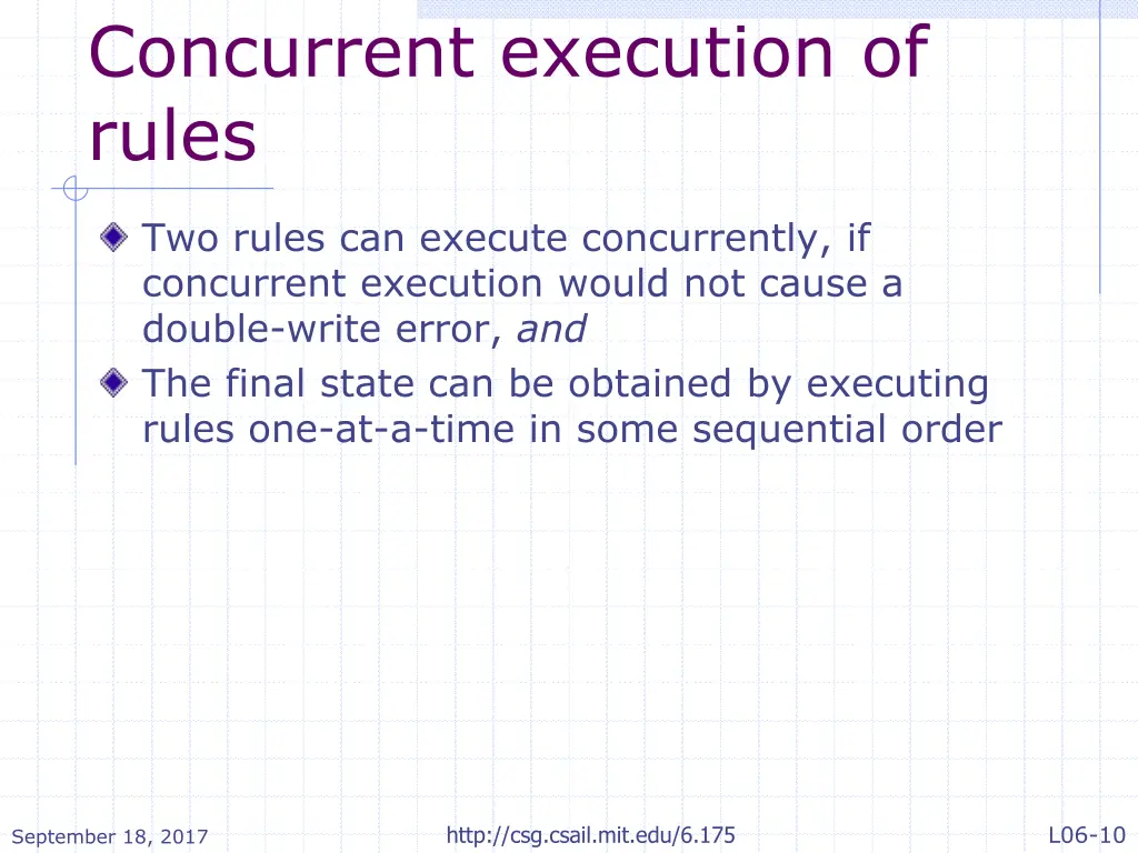 concurrent execution of rules