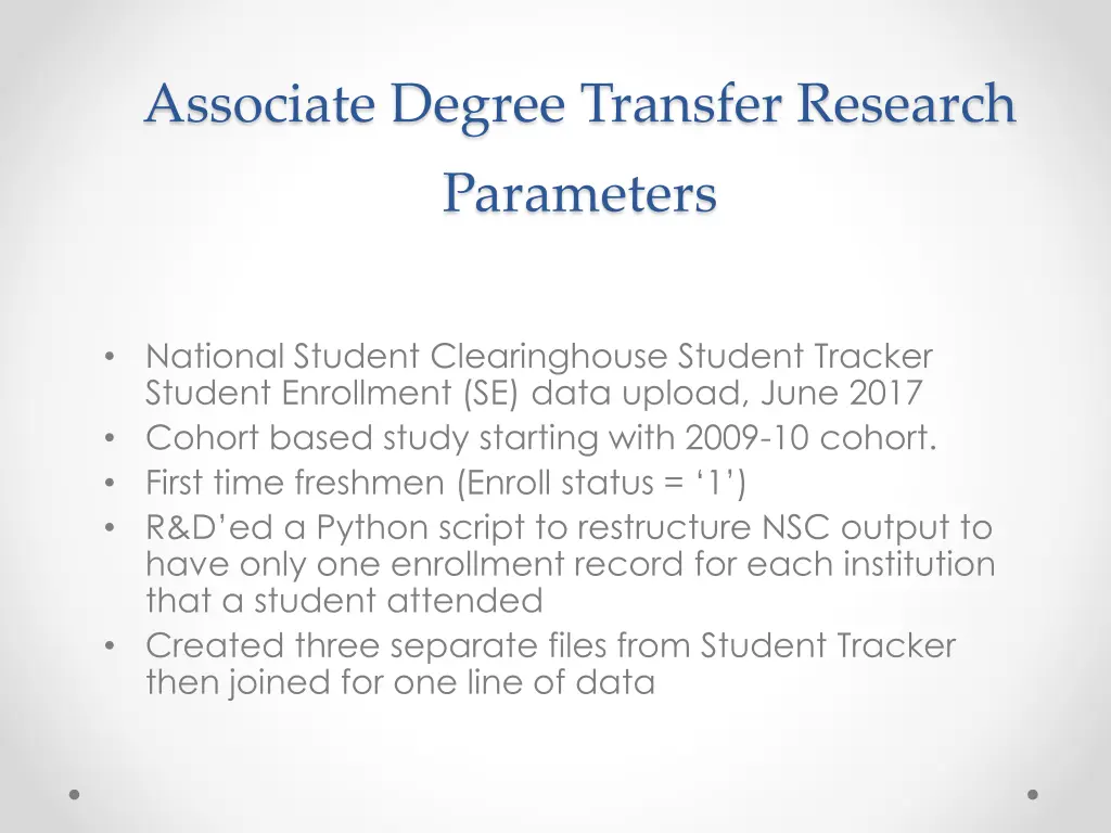 associate degree transfer research