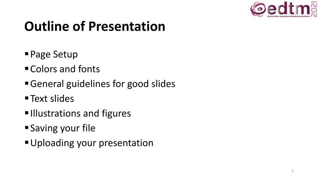 outline of presentation
