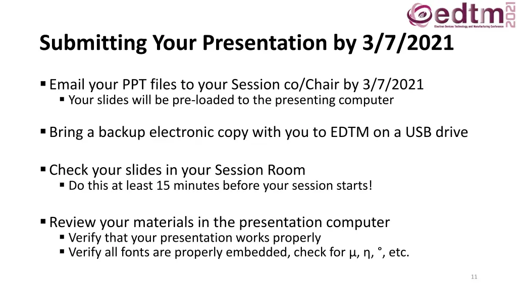 submitting your presentation by 3 7 2021