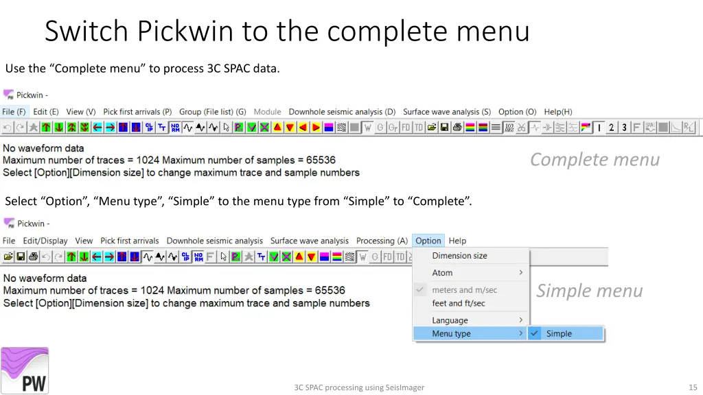 switch pickwin to the complete menu