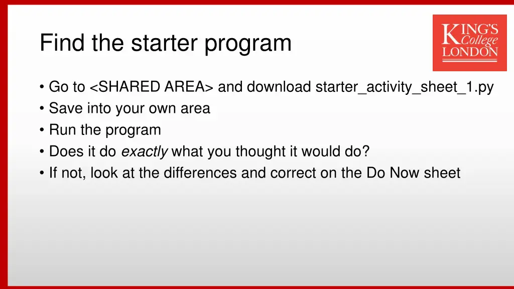 find the starter program