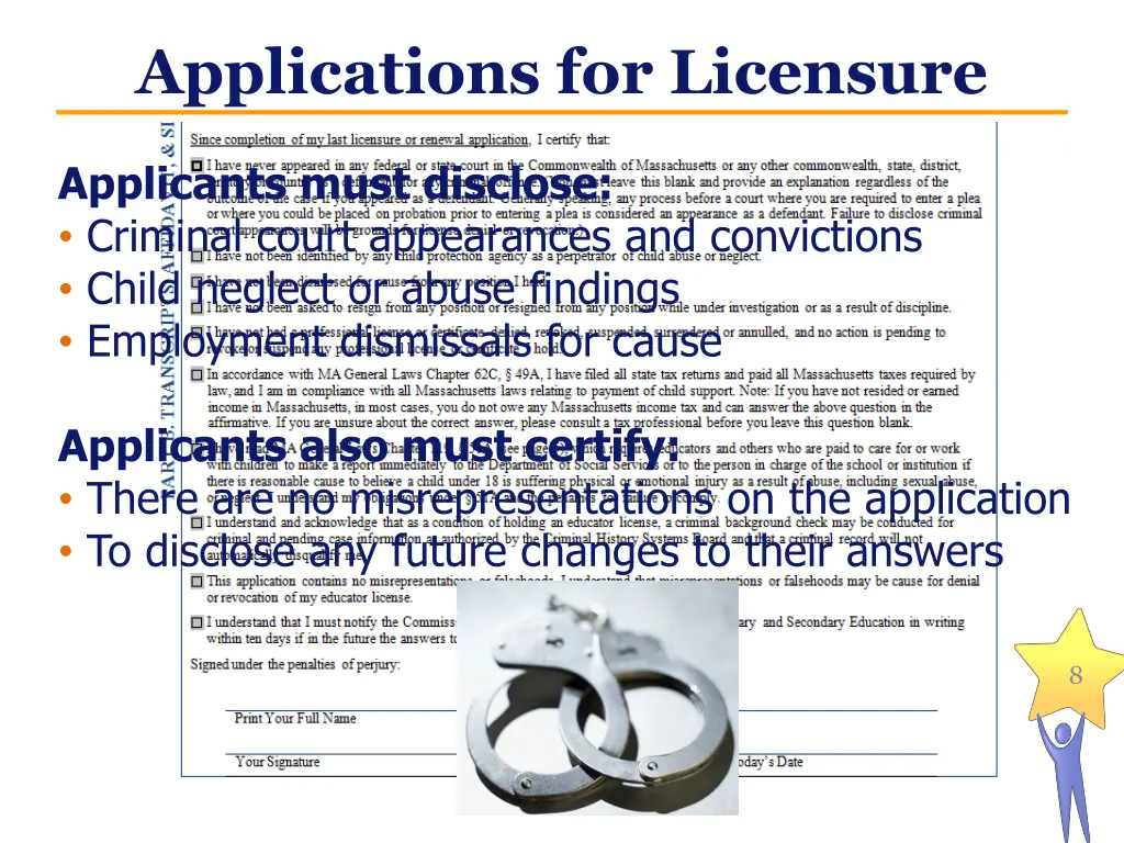 applications for licensure