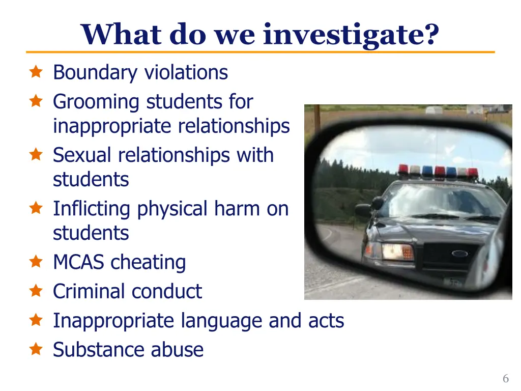 what do we investigate boundary violations
