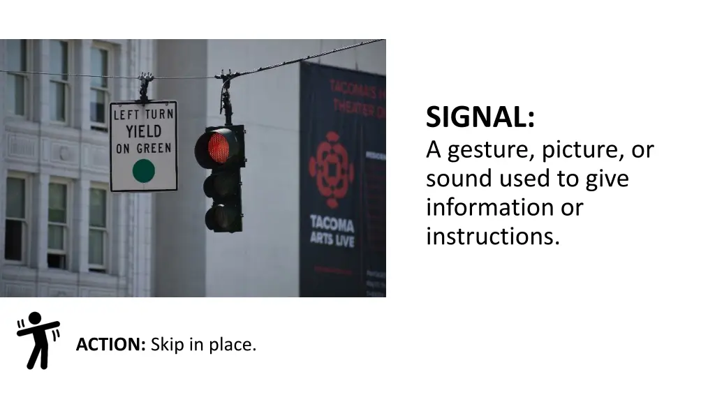 signal a gesture picture or sound used to give